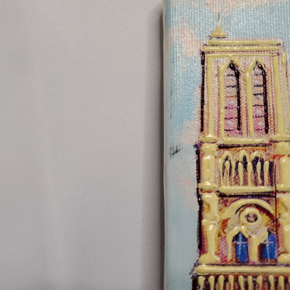3 Paris Oil Paintings Eiffel Tower Notre-Dame Cathedral Place du Tertre 7.5x9.5 - Picture 8 of 11